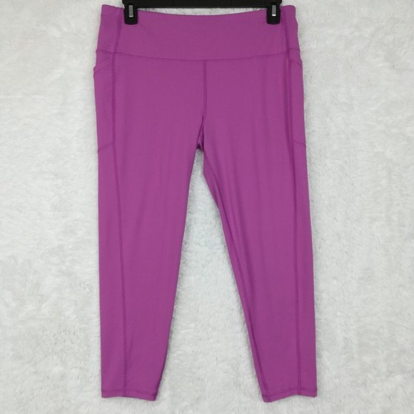 DSG Pants - DSG Womens Leggings Performance Purple Stretch High Rise 7/8 Pockets X-Large